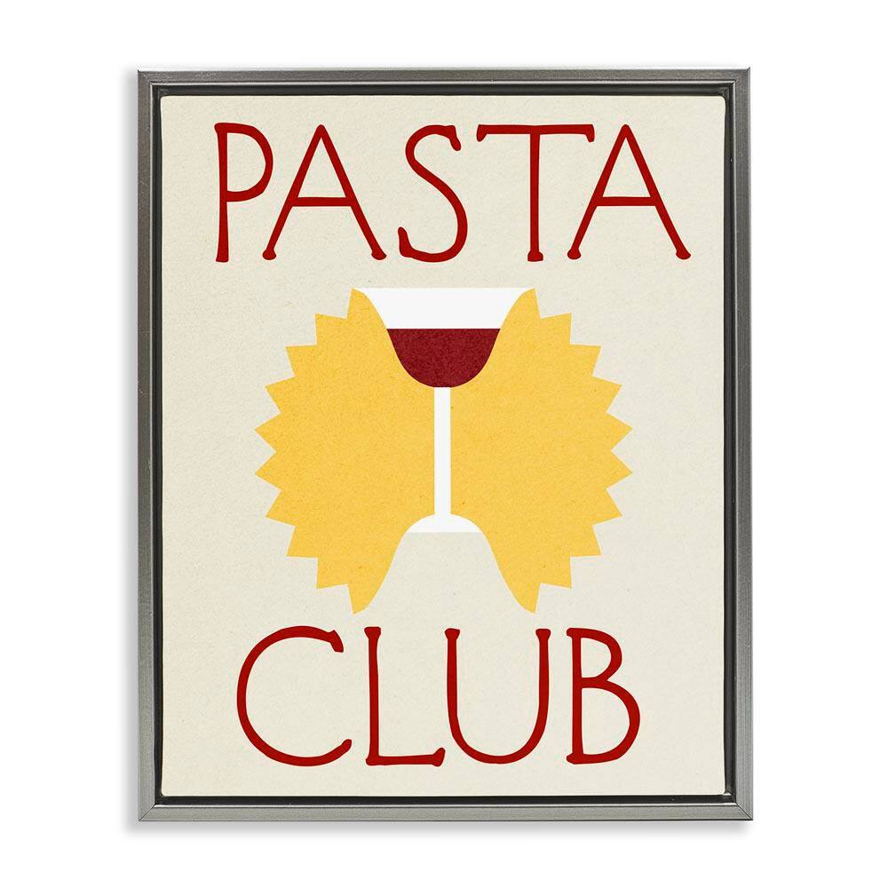 Pasta Club with Wine by Daphne Polselli Gray Floater Frame Food Graphic Art Print 21 in. x 17 in. price history on PriceWatchPro