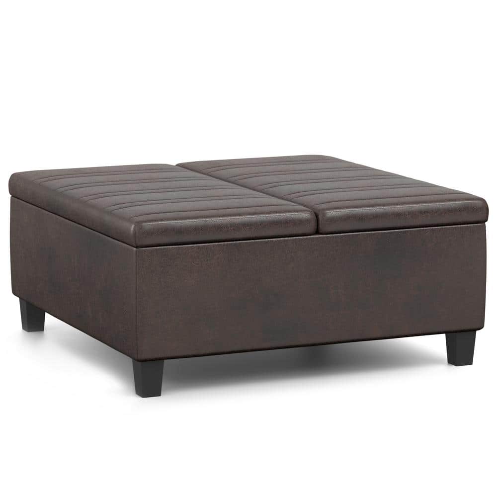 Simpli Home Ellis 36 in. Wide Contemporary Square Coffee Table Storage