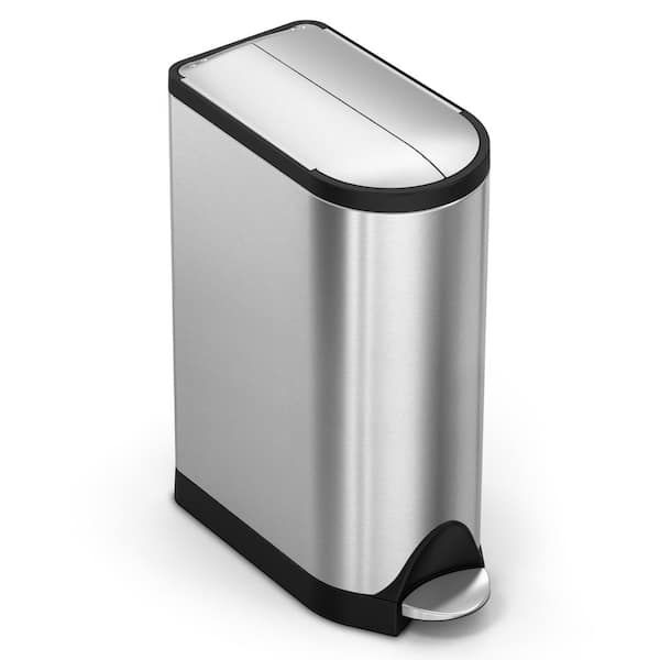 18L Butterfly Lid Step Kitchen Trash Can, Brushed Stainless Steel