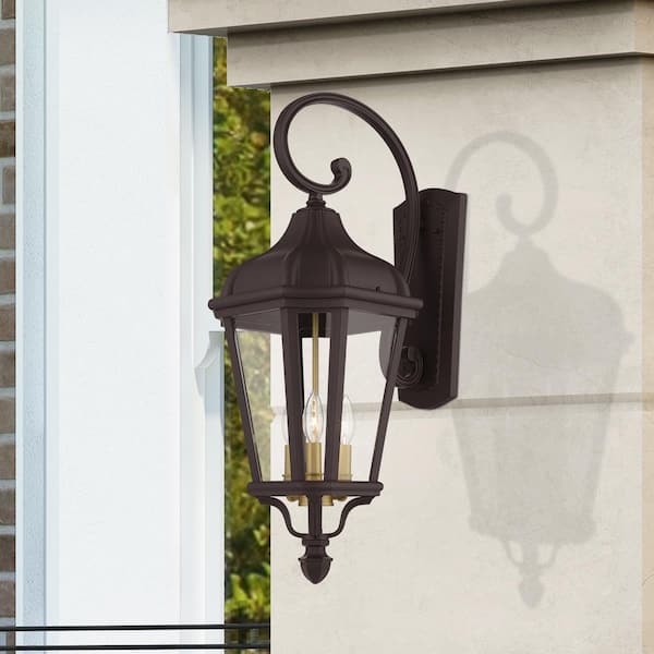 Harlington 3 Light Bronze Outdoor Wall Sconce