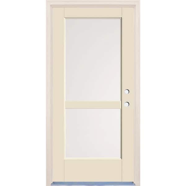 Builders Choice 36 in. x 80 in. Left-Hand/Inswing 2 Lite Satin Etch Glass Unfinished Fiberglass Prehung Front Door w/6-9/16" Frame