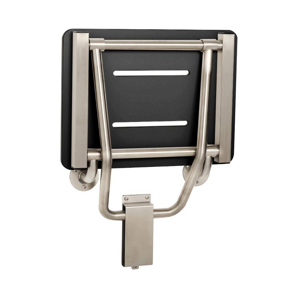 24" x 15" Black Folding Wall Mount ADA Shower Seat Bench