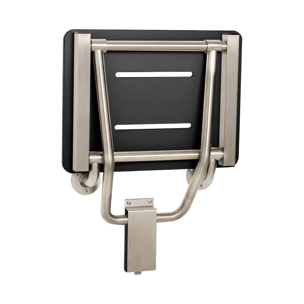 32" x 15" Matte Black Phenolic Folding Wall Mount Shower Seat Bench