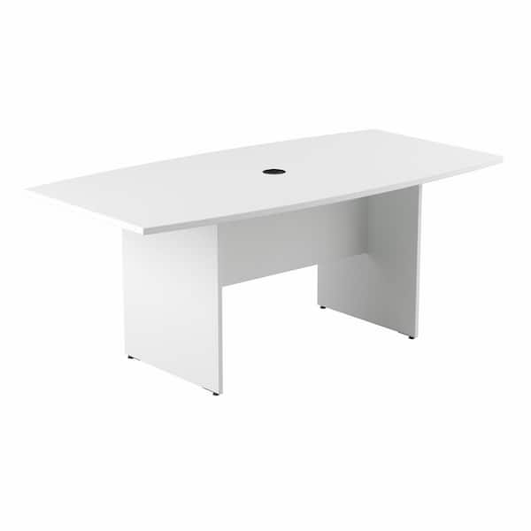Bush Business Furniture 71.54 in. Boat Top White Conference Table Desk