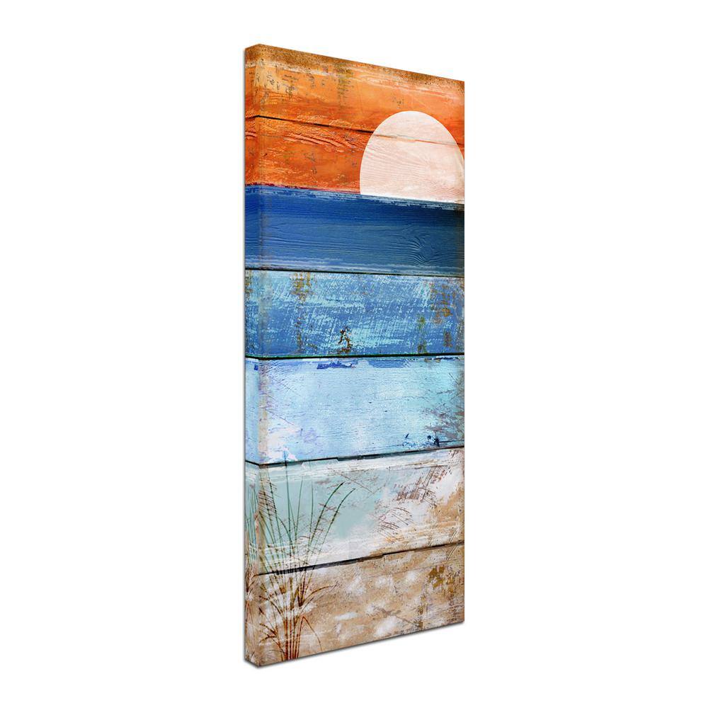 Colorful Beach Moonrise Canvas Art for Kids' Nursery