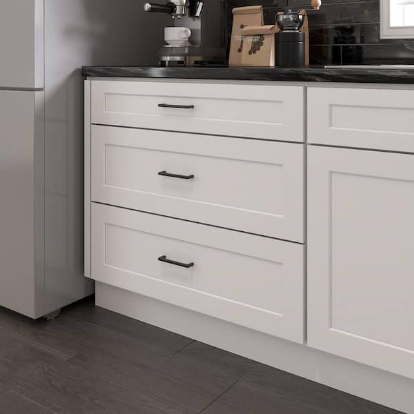 36 in. W 24 in. H 34.5 in. D Ready to Assemble Plywood Base Kitchen Cabinet in Painted White with 3 Drawer