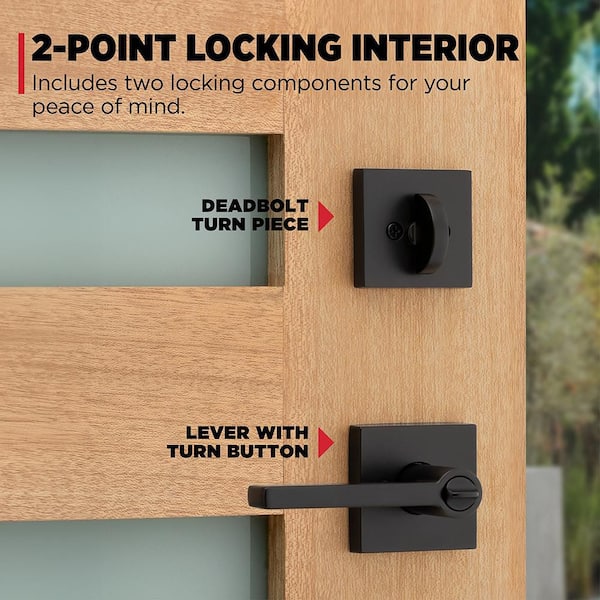 Kwikset Peralta Matte Black Single Cylinder Door Handleset with