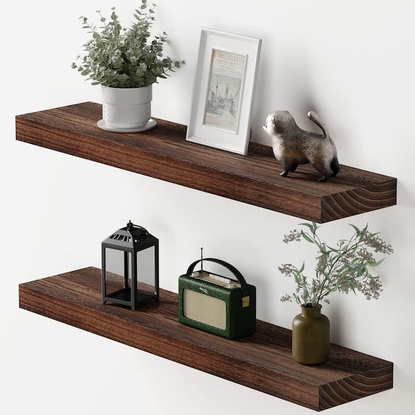 Unbranded 5.9 in. x 23.6 in. x 1.5 in. Brown Wood Wall Shelves