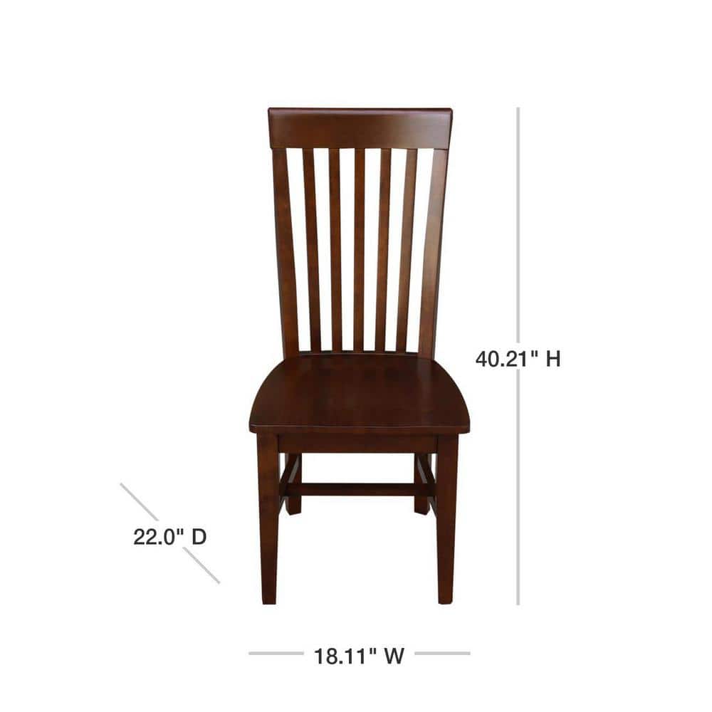 Tall Brown Wood Slat Back Dining Side Chair