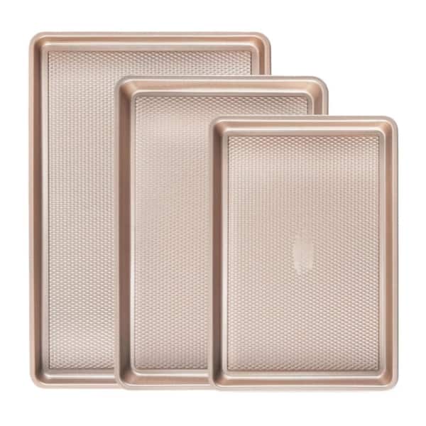 3-Piece Baking Sheet Pan Set, Cookie Sheets for Oven, 0. 8mm Thick Heavy Duty Cookie Tray, Champagne Gold