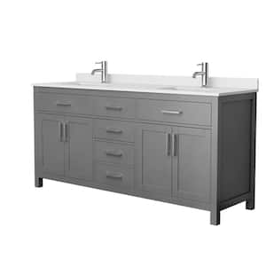 Beckett 72 in. W x 22 in. D Double Bath Vanity in Dark Gray with Cultured Marble Vanity Top in White with White Basins