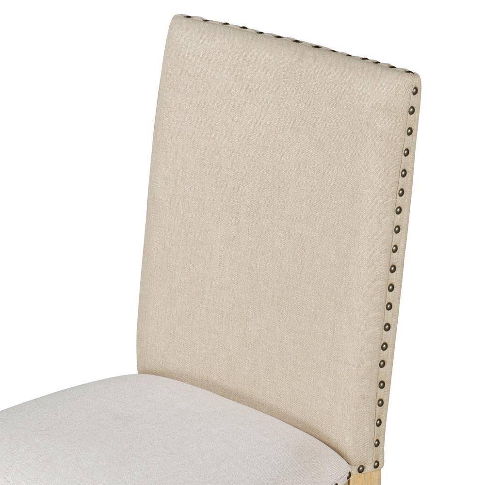Natural Wood Wash High Back Upholstered Parsons Dining Chairs