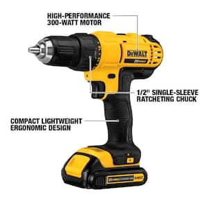 20V MAX Lithium-Ion Cordless Drill/Driver 2 Tool Combo Kit, 20V MAX 4.5-5 in. Grinder, and (2) 20V MAX 1.3Ah Batteries