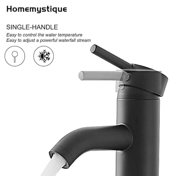 Modern waterfall single handle single hole bathroom faucet with deckplate included and drainkit included in brushed gold