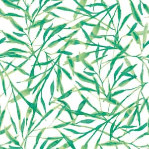 Watercolor Leaves Green Peel and Stick Wallpaper (Covers 28 sq. ft.)