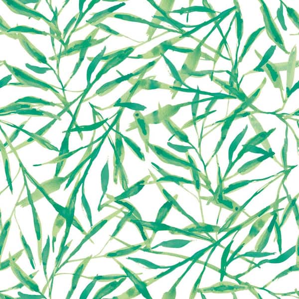 Tempaper Jade Watercolor Leaves Vinyl Peel and Stick Wallpaper Roll (Covers 28 sq. ft.)