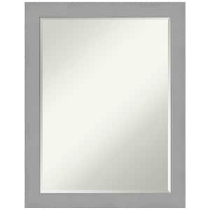Brushed Nickel 21.5 in. x 27.5 in. Petite Bevel Modern Rectangle Framed Wall Mirror in Silver