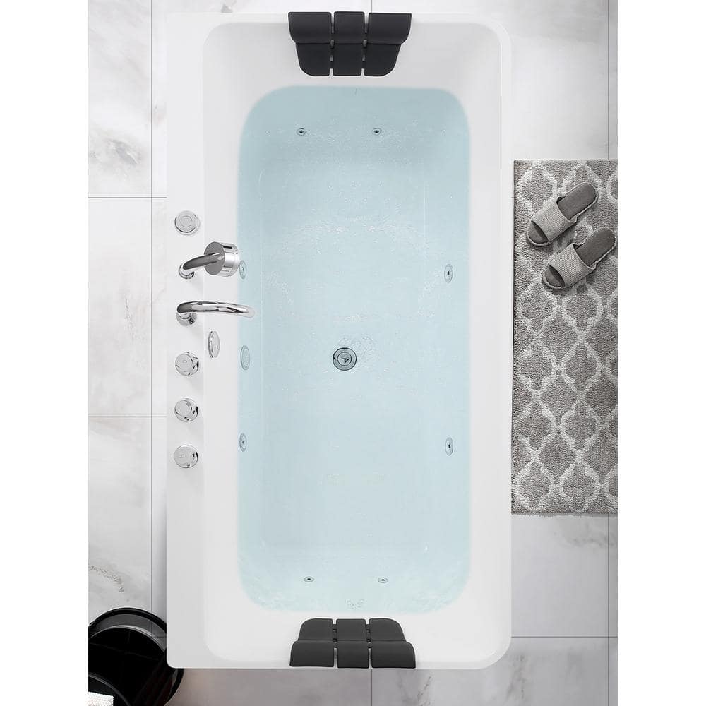 67'' White Acrylic Freestanding Whirlpool Bathtub with Faucet