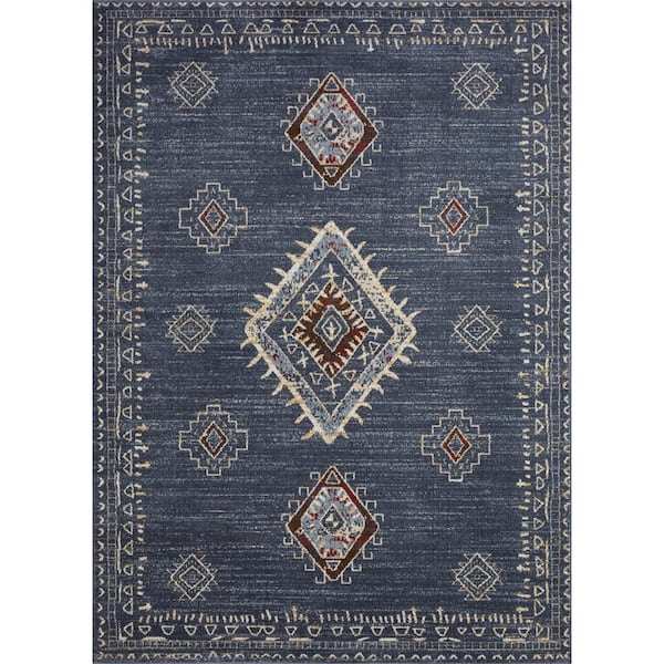 Alsbrooke Temarnie Blue 9 ft. 10 in. x 12 ft. 10 in. Oriental Polypropylene Area Rug