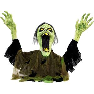 21 in. Trevor the Animated Zombie Groundbreaker, Indoor or Covered Outdoor Halloween Decoration, Battery Operated