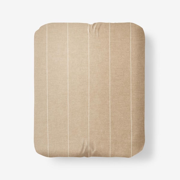The Company Store Legends Hotel Bromley Stripes Yarn-Dyed Wheat Velvet Cotton Flannel Full Fitted Sheet