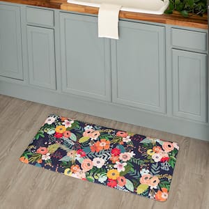 Blooming On Blue 20 in. x 42 in. Kitchen Mat