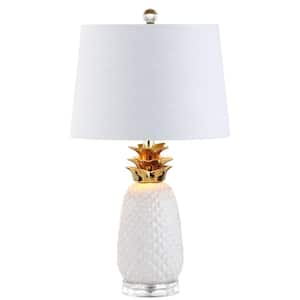 Pineapple 23 in. White/Gold Ceramic Table Lamp