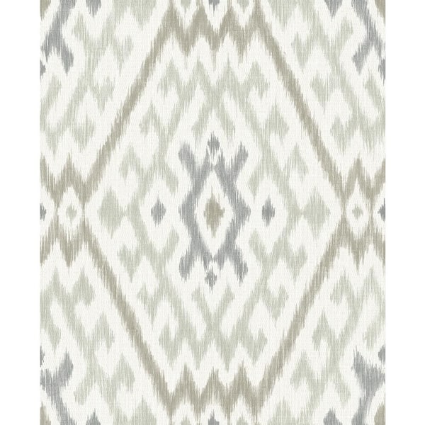 A-Street Prints Grey Solola Ikat Wallpaper Sample