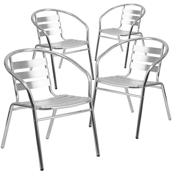Carnegy Avenue Stackable Metal Outdoor Dining Chair in Aluminum (Set of 4) CGA-TLH-156516-AL-HD 