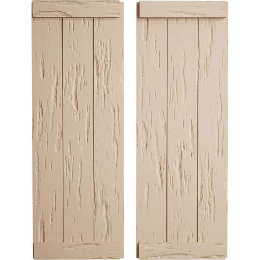 16.5 in.x 62 in. Timberthane Polyurethane 3-Board Joined Pecky Cypress Faux Wood Board-n-Batten Shutters,End Batten Pair price history on PriceWatchPro