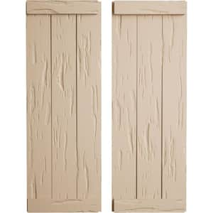 16.5 in.x 82 in. Timberthane Polyurethane 3-Board Joined Pecky Cypress Faux Wood Board-n-Batten Shutters,End Batten Pair