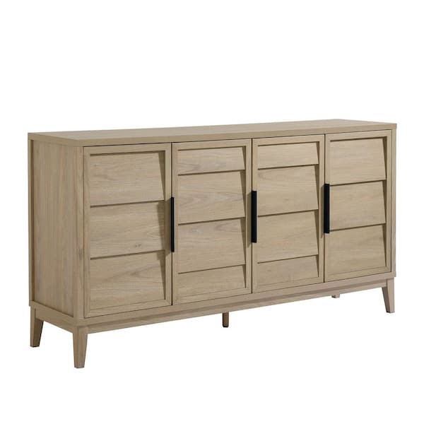 Sinya Light Oak Wood 59.1 in. Sideboard with Adjustable Shelves
