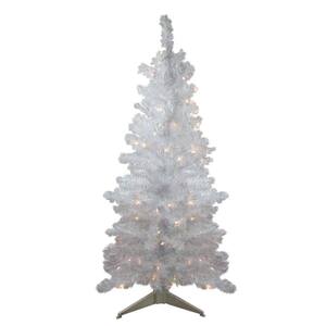 4 ft. Pre-lit Rockport White Pine Artificial Christmas Tree Clear Lights