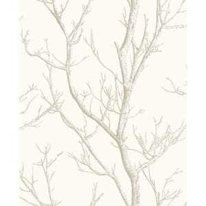 Laelia White Silhouette Tree Paper Strippable Roll (Covers 56.4 sq. ft.)