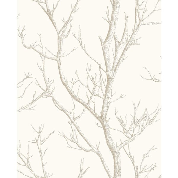 Brewster Laelia White Silhouette Tree Paper Strippable Roll (Covers 56.4 sq. ft.)