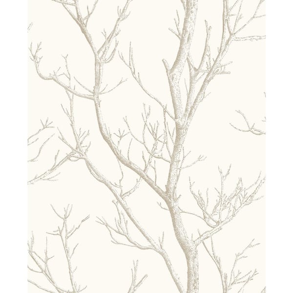 Brewster Laelia White Silhouette Tree White Wallpaper Sample