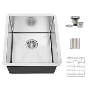 13 in. L Undermount Single Bowl 16-Gauge Silver Stainless Steel Kitchen Sink