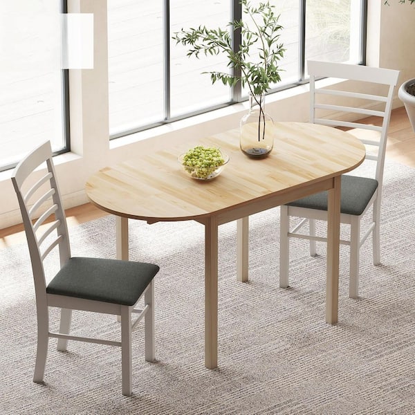 Modern Natural Pine 55.12 in. Drop Leaf Rectangle Wood Coffee Table with White Legs for Small Spaces