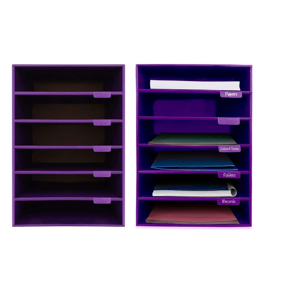 Purple 6 Compartment Desktop File Classroom Literature Organizer (2-Pack)
