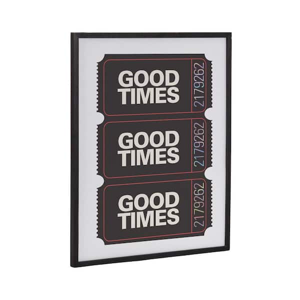 Kate and Laurel Gallery Preppy Retro Positive Quote Good Times by The Creative Bunch Studio Black Framed Art Print 16 in. x 20 in.