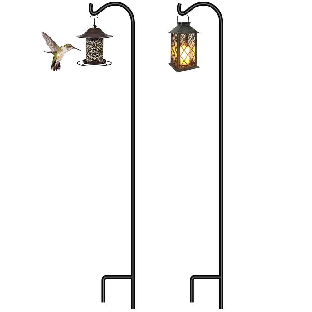 92 in. Black Metal Shepards Hooks (2-Pack)