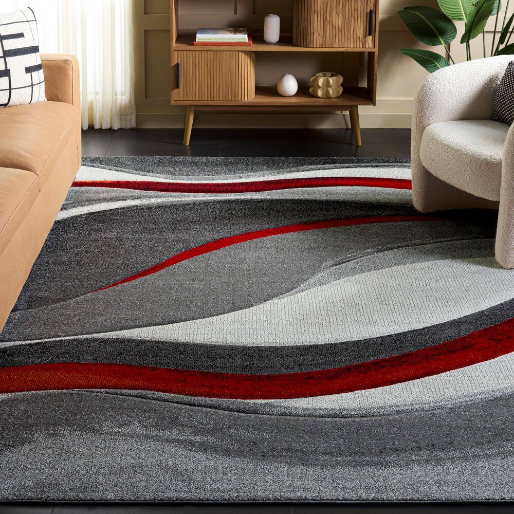 Hollywood 9 ft. x 12 ft. Gray/Red Abstract Area Rug price history on PriceWatchPro