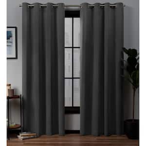 Academy Charcoal Solid Blackout Grommet Top Curtain, 52 in. W x 84 in. L (Set of 2)