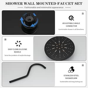 Round Single Handle 2-Spray Rain Shower Head Shower Faucet 2.5 GPM with High Pressure in. Matte Black(Valve Included)