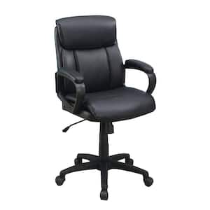 Black Leatherette Office Chair with Top Padded Back and Casters