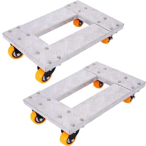 800 lbs. Aluminum Heavy-Duty General Use Dolly (Set of 2) with 3 in. TPU Professional Casters and Brake Option