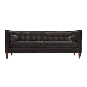 Jack 84 in. Square Arm 3-Seater Removable Cushions Sofa in Dark Charcoal Grey