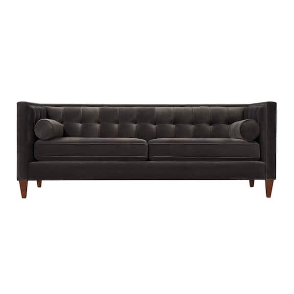Jennifer Taylor Jack 84 in. Square Arm 3-Seater Removable Cushions Sofa in Dark Charcoal Grey