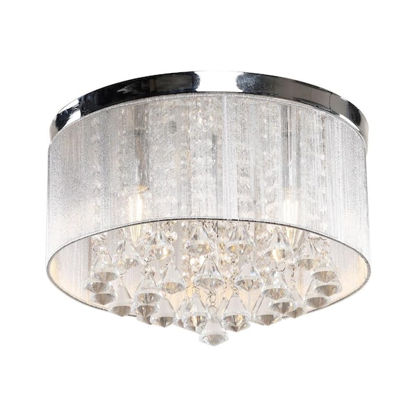 matrix decor 13.75 in. 3-Light Crystal Chrome Flush Mount