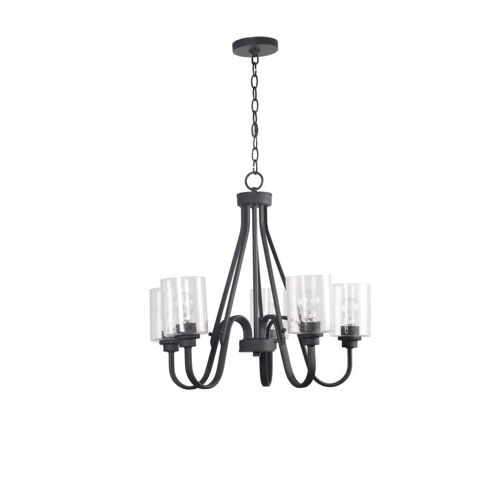 Covina 5Light Bronze Chandelier with Clear Seedy Glass Shades 11498 The Home Depot